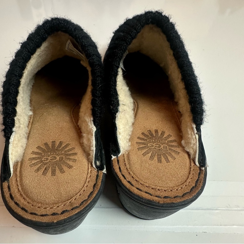 UGG Australia Gael 1934 Black Suede Shearling Wedge Mule Clogs Y2K Size 8 - Picture 7 of 9